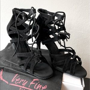 Brand New Latin Dance Heels — Black Suede Lace-up